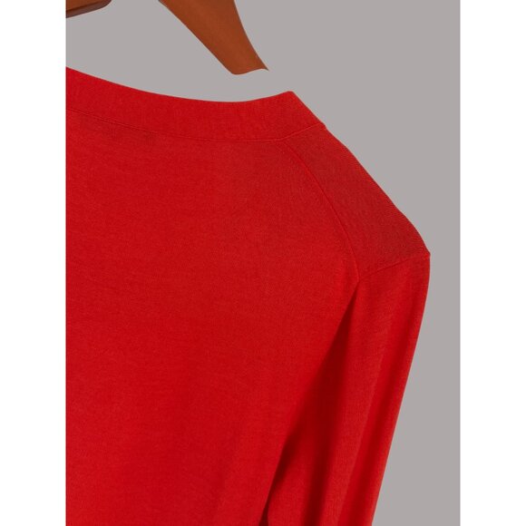 Lafayette 148 New York Red Cashmere & Silk Tie-Front Cardigan Sweater M - Picture 7 of 8